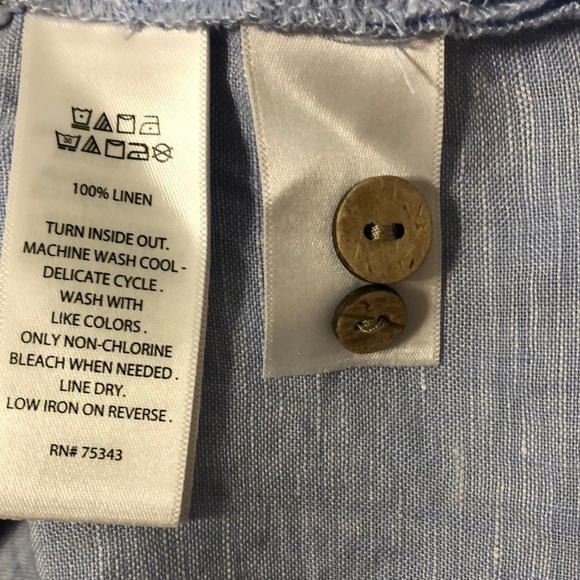 Sigrid Olsen Light Blue Linen Quarter Button-Up Lightweight Long Sleeve Top 1X - Picture 7 of 10